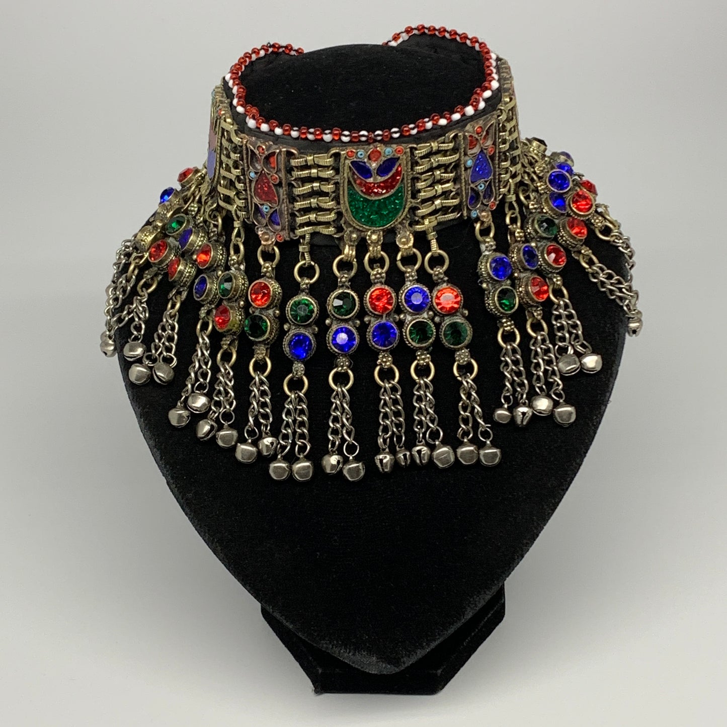 300g, 12"x4.25"Kuchi Choker Necklace Multi-Color Tribal Gypsy Bohemian,B14093