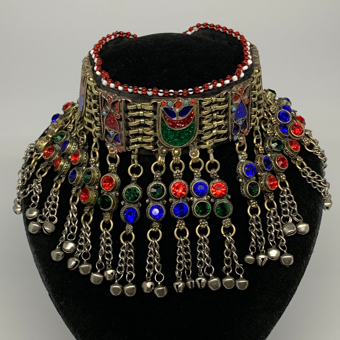 300g, 12"x4.25"Kuchi Choker Necklace Multi-Color Tribal Gypsy Bohemian,B14093