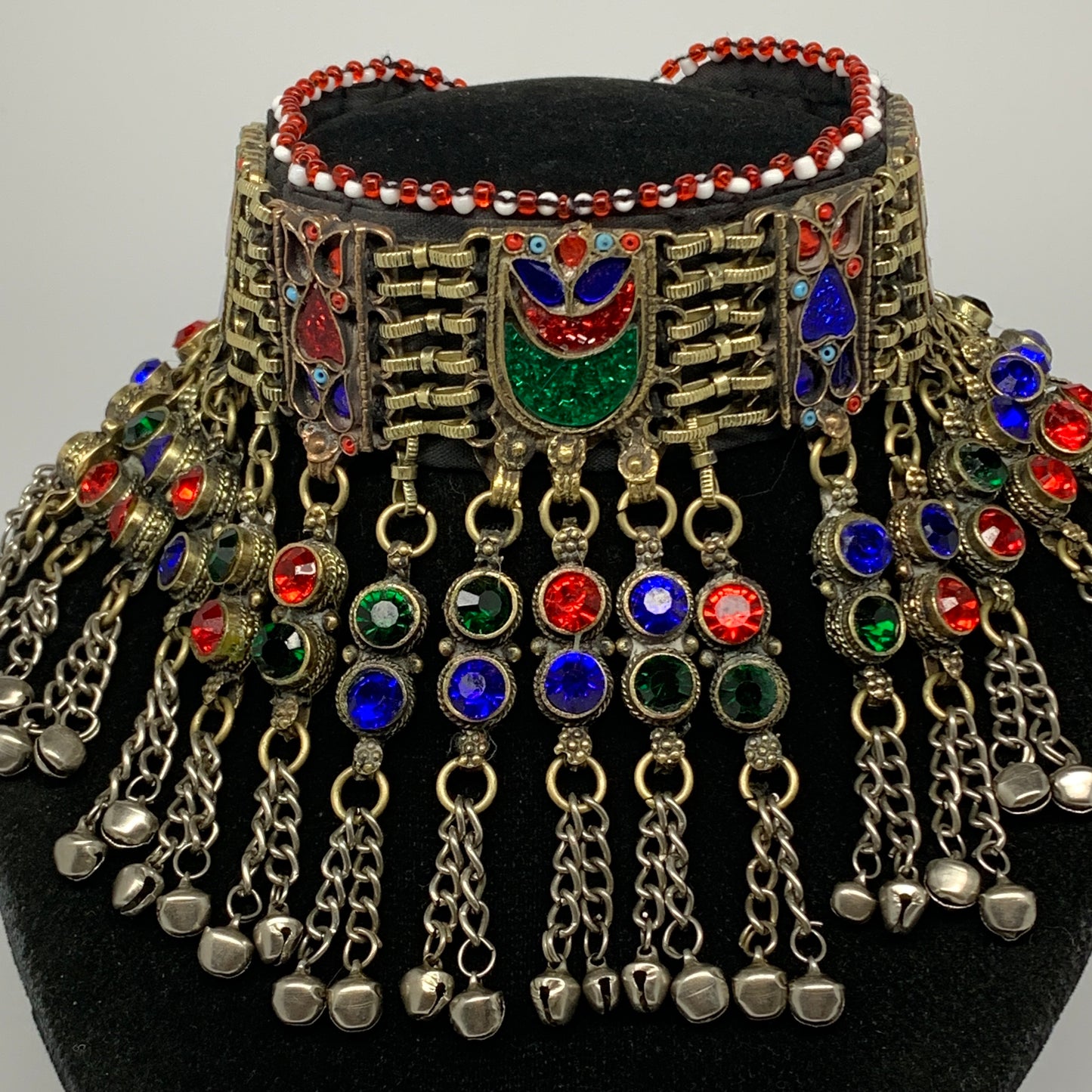 300g, 12"x4.25"Kuchi Choker Necklace Multi-Color Tribal Gypsy Bohemian,B14093