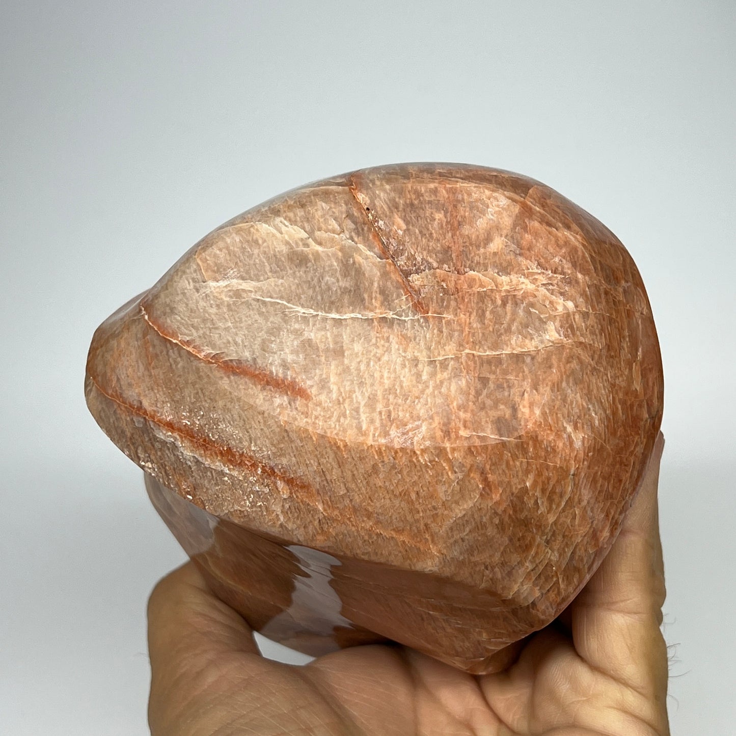 1510g, 7.2"x4.1"x3.2", Natural Peach Moonstone Flame Gemstones Reiki Tool, B1957