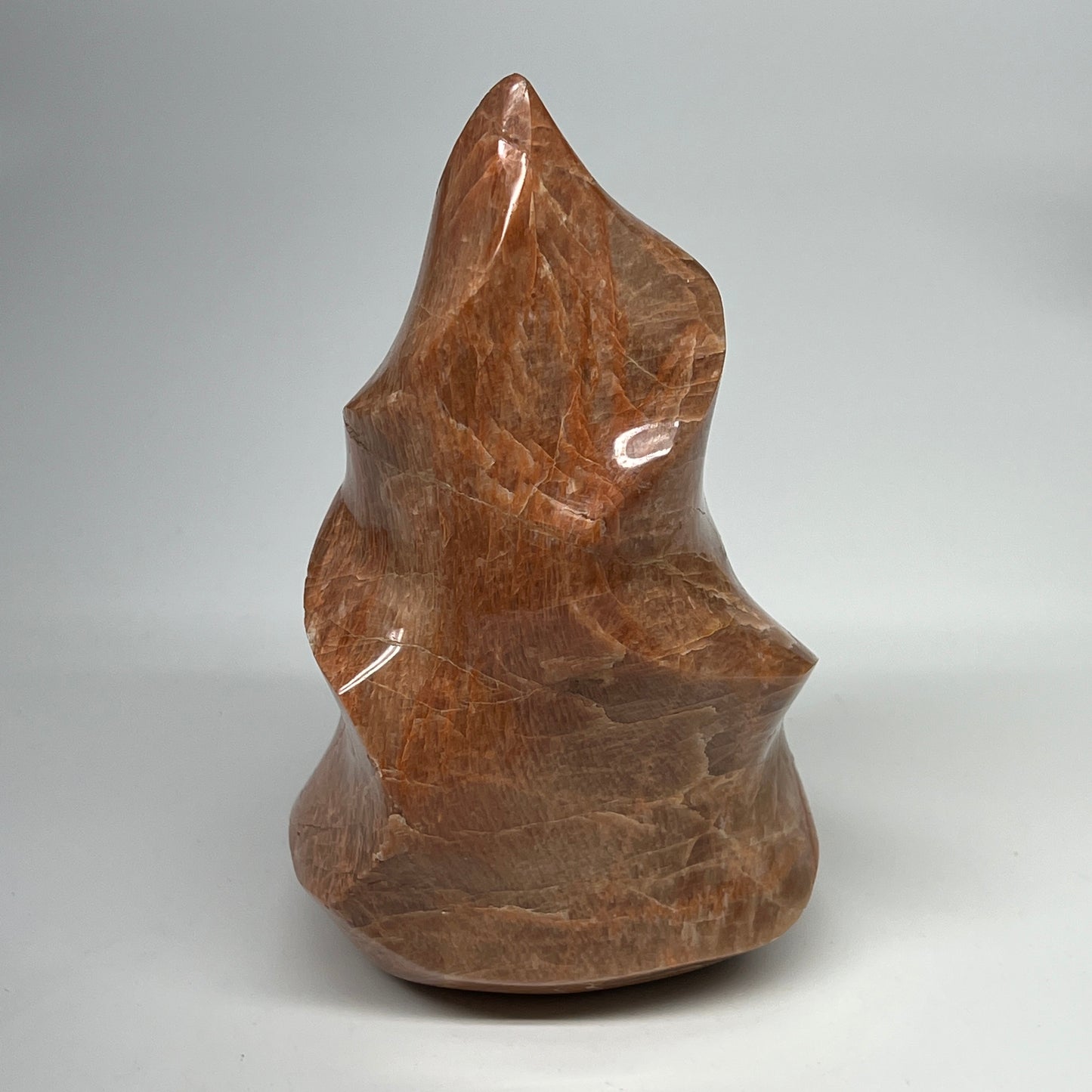 1510g, 7.2"x4.1"x3.2", Natural Peach Moonstone Flame Gemstones Reiki Tool, B1957