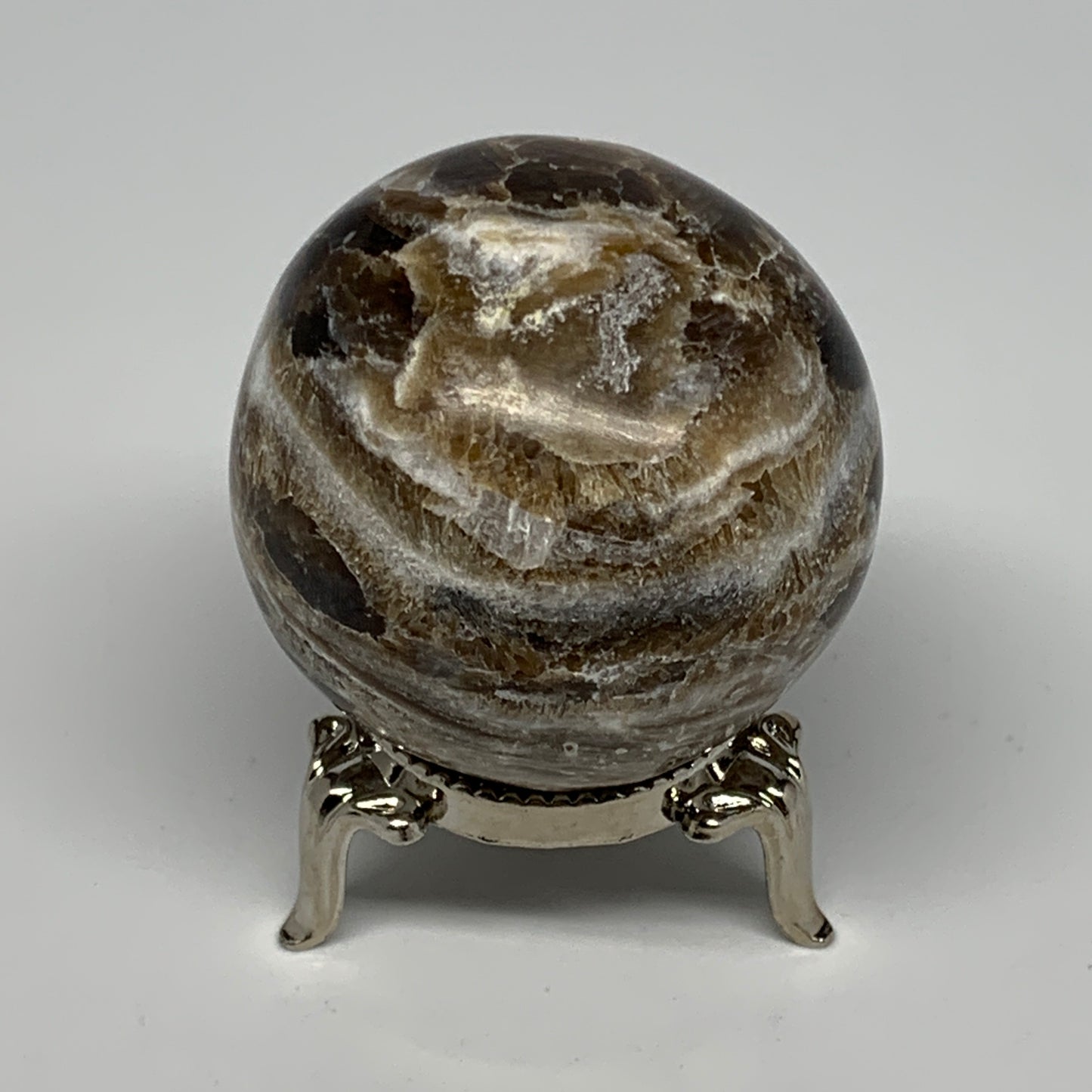 125.1g, 1.9" (47mm), Chocolate/Gray Onyx Sphere Ball Gemstone @Morocco, B18927