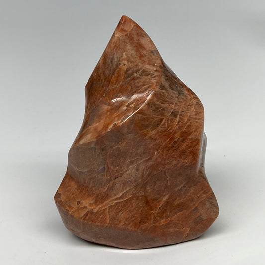 980g, 5.9"x4.3"x2.3", Natural Peach Moonstone Flame Gemstones Reiki Tool, B19571