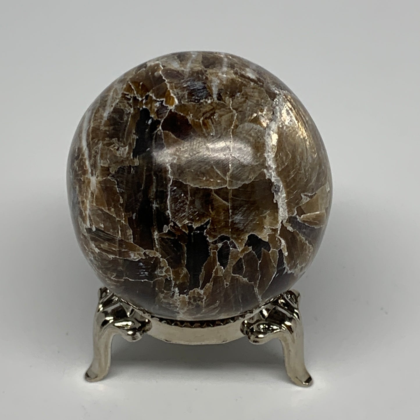 125.1g, 1.9" (47mm), Chocolate/Gray Onyx Sphere Ball Gemstone @Morocco, B18927