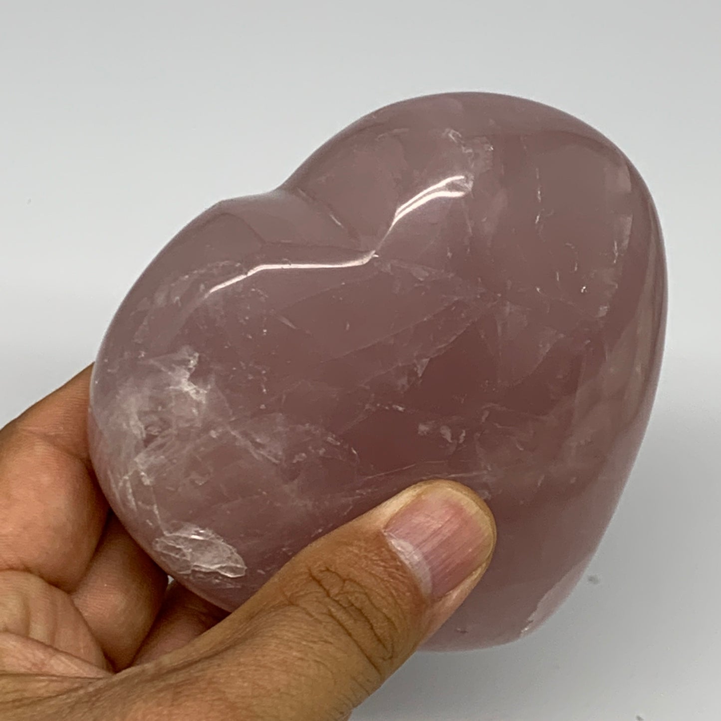 486.4g, 3.6" x 3.7" x 1.7" Rose Quartz Heart Healing Crystal @Madagascar, B17389