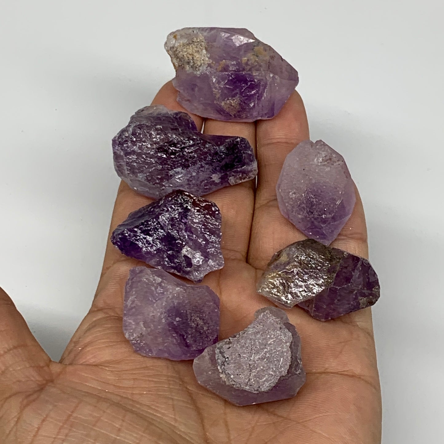 107.7g,0.7"-1.6", 7pcs, Natural Amethyst Crystal Rough Mineral Specimens, B11712