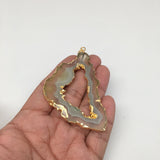 86.5 cts Agate Druzy Slice Geode Pendant Electroplated Gold Plated @India, D400 - watangem.com