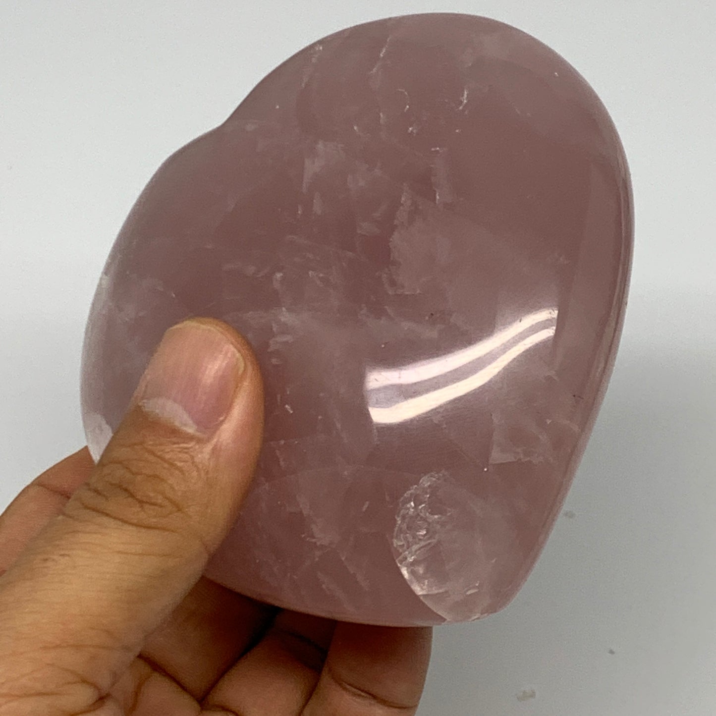 486.4g, 3.6" x 3.7" x 1.7" Rose Quartz Heart Healing Crystal @Madagascar, B17389