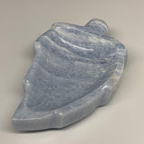 1276g, 8"x4.9"x1.8" Natural Blue Calcite Bowl Leaf Gemstones Ashtray, B6365
