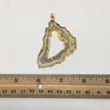 86.5 cts Agate Druzy Slice Geode Pendant Electroplated Gold Plated @India, D400 - watangem.com
