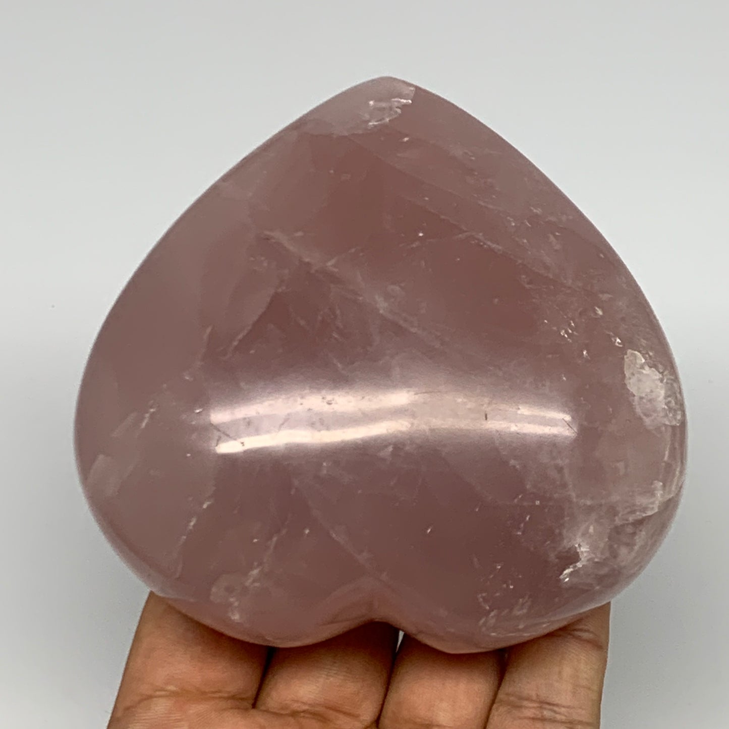 486.4g, 3.6" x 3.7" x 1.7" Rose Quartz Heart Healing Crystal @Madagascar, B17389