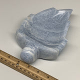 1276g, 8"x4.9"x1.8" Natural Blue Calcite Bowl Leaf Gemstones Ashtray, B6365