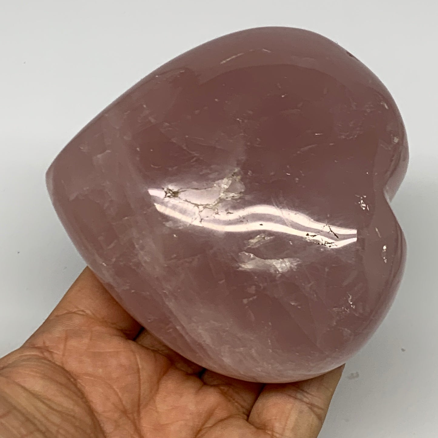 486.4g, 3.6" x 3.7" x 1.7" Rose Quartz Heart Healing Crystal @Madagascar, B17389