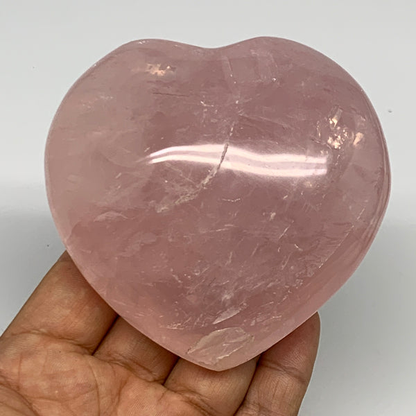 369.1g, 3.3" x 3.3" x 1.6" Rose Quartz Heart Healing Crystal @Madagascar, B17390