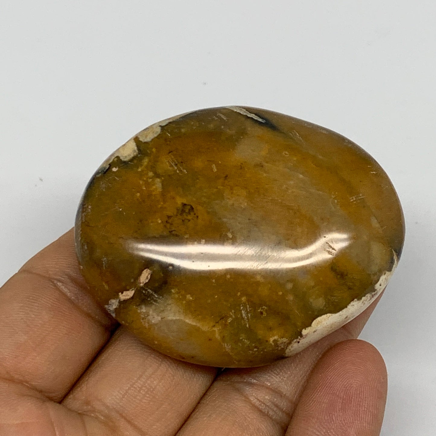 72.8g, 2.2"x1.8"x0.8", Yellow Ocean Jasper Palm-Stone @Madagascar, B18157