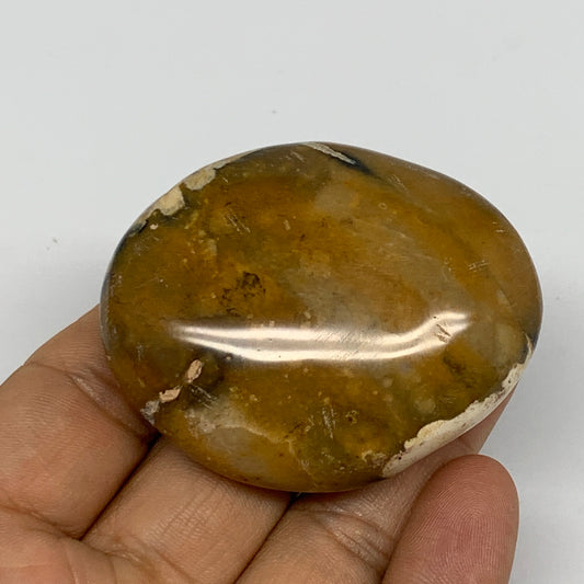 72.8g, 2.2"x1.8"x0.8", Yellow Ocean Jasper Palm-Stone @Madagascar, B18157