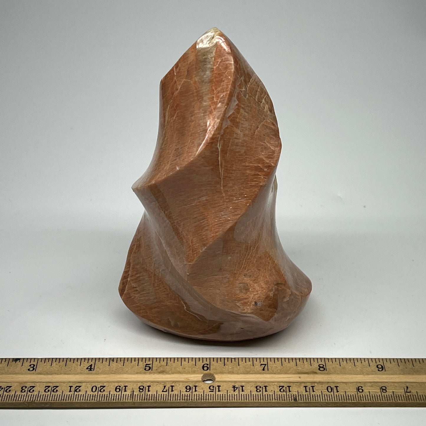 880g, 5.9"x3.5"x2.6", Natural Peach Moonstone Flame Gemstones Reiki Tool, B19572