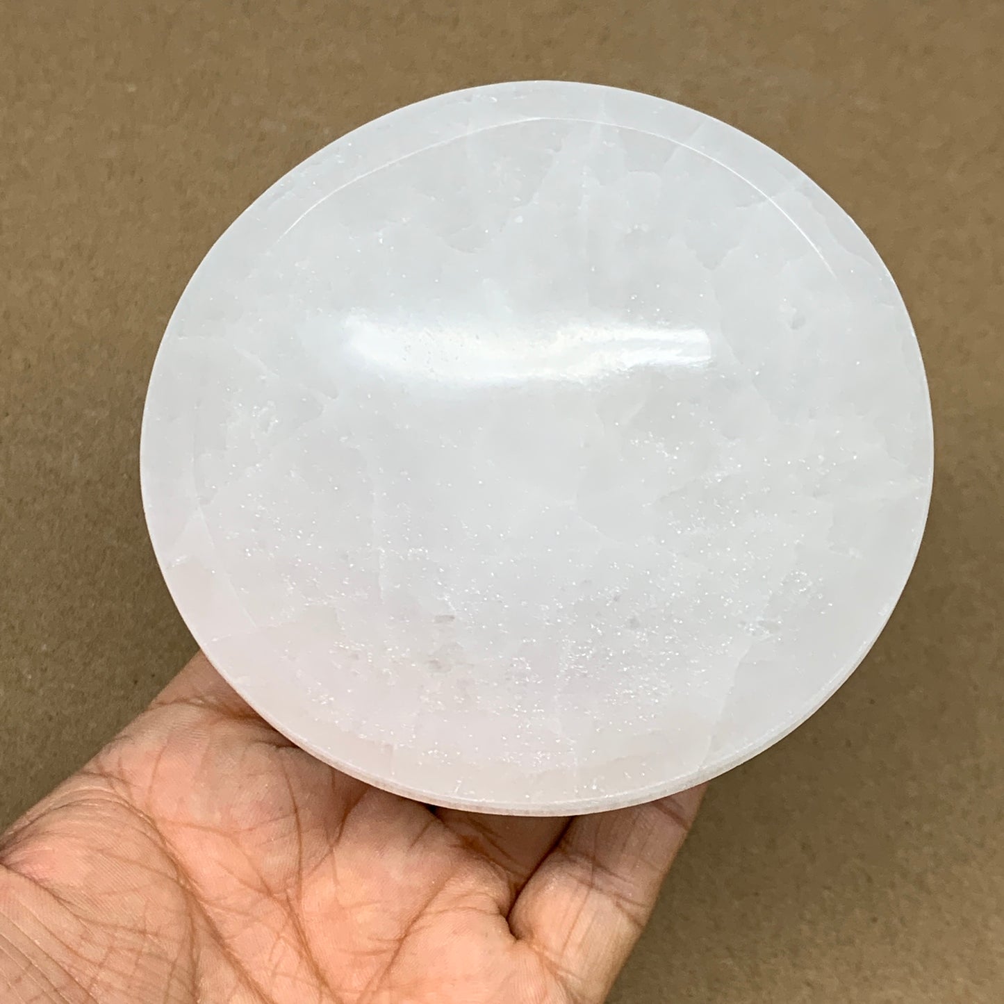 4pcs, 1166g, 3.9"-4" Natural Round Selenite Bowls Crystals from Morocco, B9202