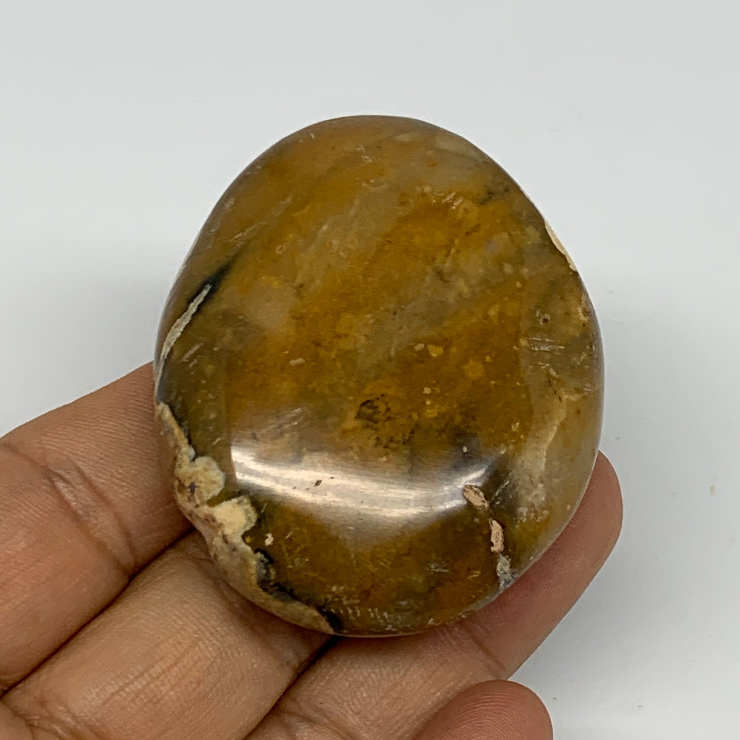 72.8g, 2.2"x1.8"x0.8", Yellow Ocean Jasper Palm-Stone @Madagascar, B18157