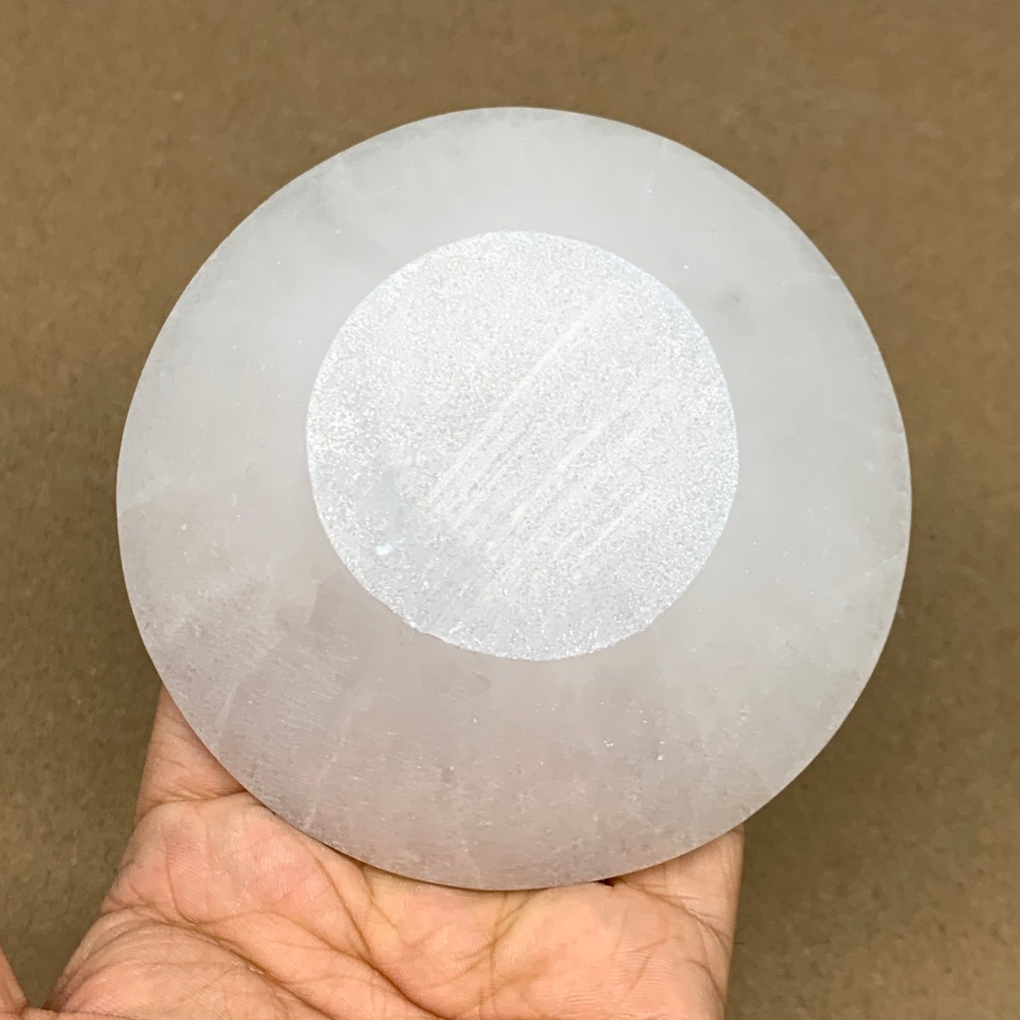 4pcs, 1166g, 3.9"-4" Natural Round Selenite Bowls Crystals from Morocco, B9202
