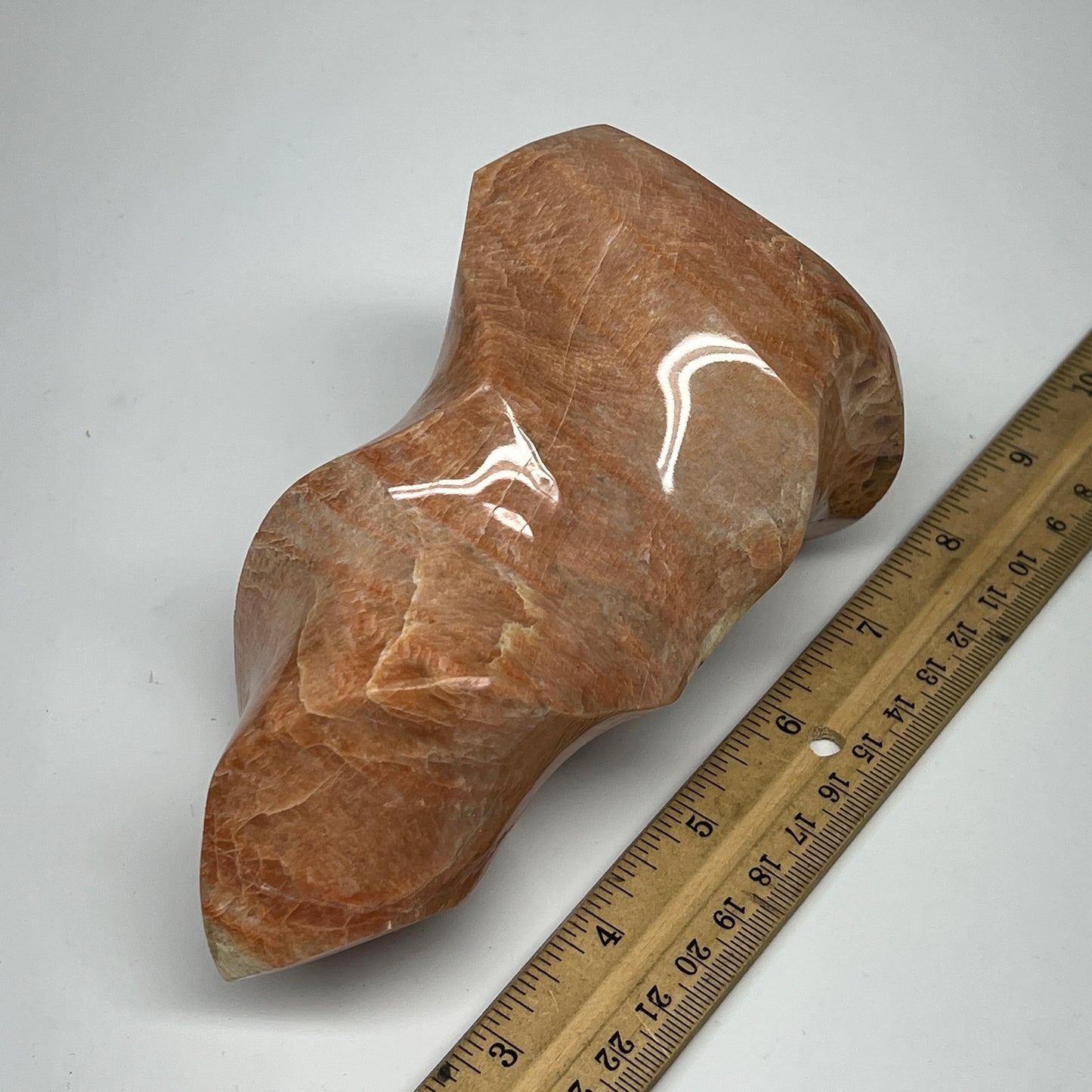 880g, 5.9"x3.5"x2.6", Natural Peach Moonstone Flame Gemstones Reiki Tool, B19572