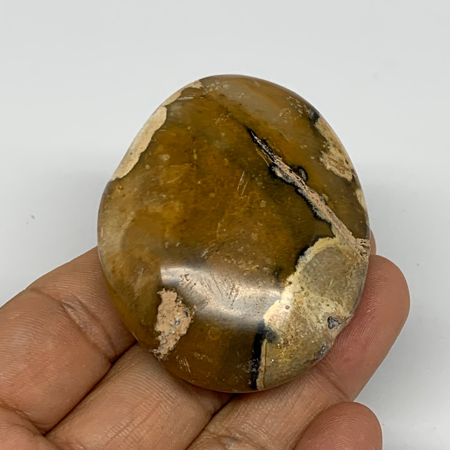 72.8g, 2.2"x1.8"x0.8", Yellow Ocean Jasper Palm-Stone @Madagascar, B18157