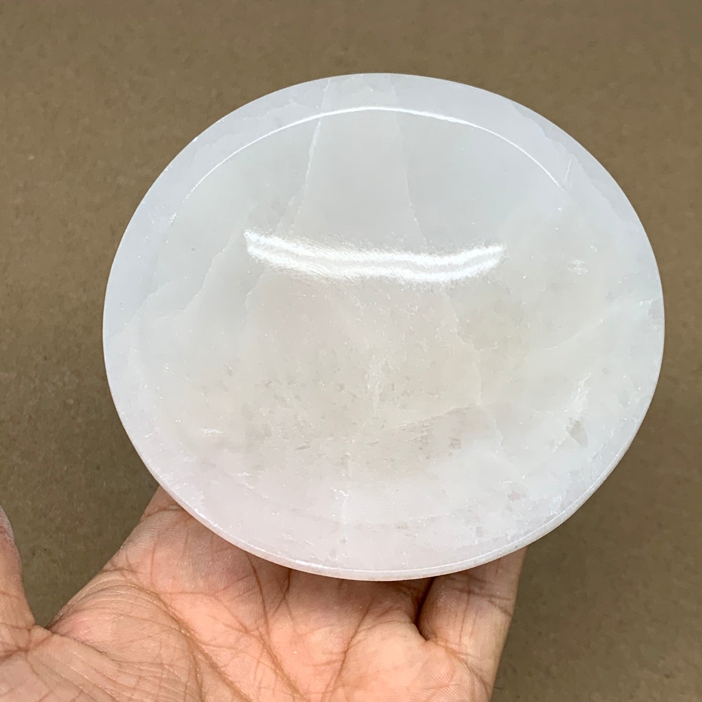 4pcs, 1166g, 3.9"-4" Natural Round Selenite Bowls Crystals from Morocco, B9202