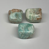 126.5g, 1.2"-1.4", 3pcs, Blue Aragonite Tumbled Stones @Afghanistan, B26974
