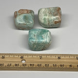 126.5g, 1.2"-1.4", 3pcs, Blue Aragonite Tumbled Stones @Afghanistan, B26974