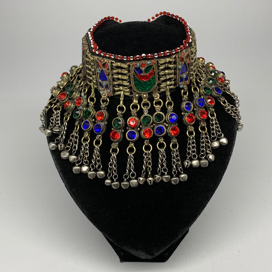 305g, 12"x4.5"Kuchi Choker Necklace Multi-Color Tribal Gypsy Bohemian,B14097