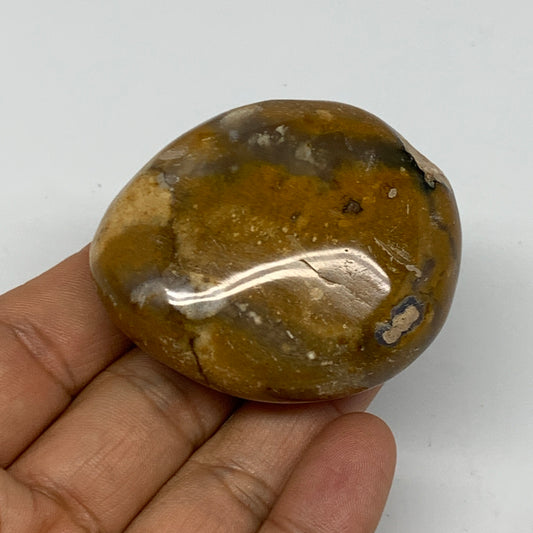 91.7g, 2.2"x1.8"x1", Yellow Ocean Jasper Palm-Stone @Madagascar, B18158
