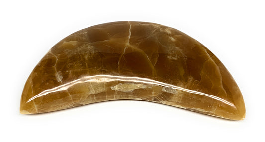 2.77 lbs, 7.6"x3.3"x1.6" Honey Calcite Moon Crest Gemstone,Healing Crystal, B269