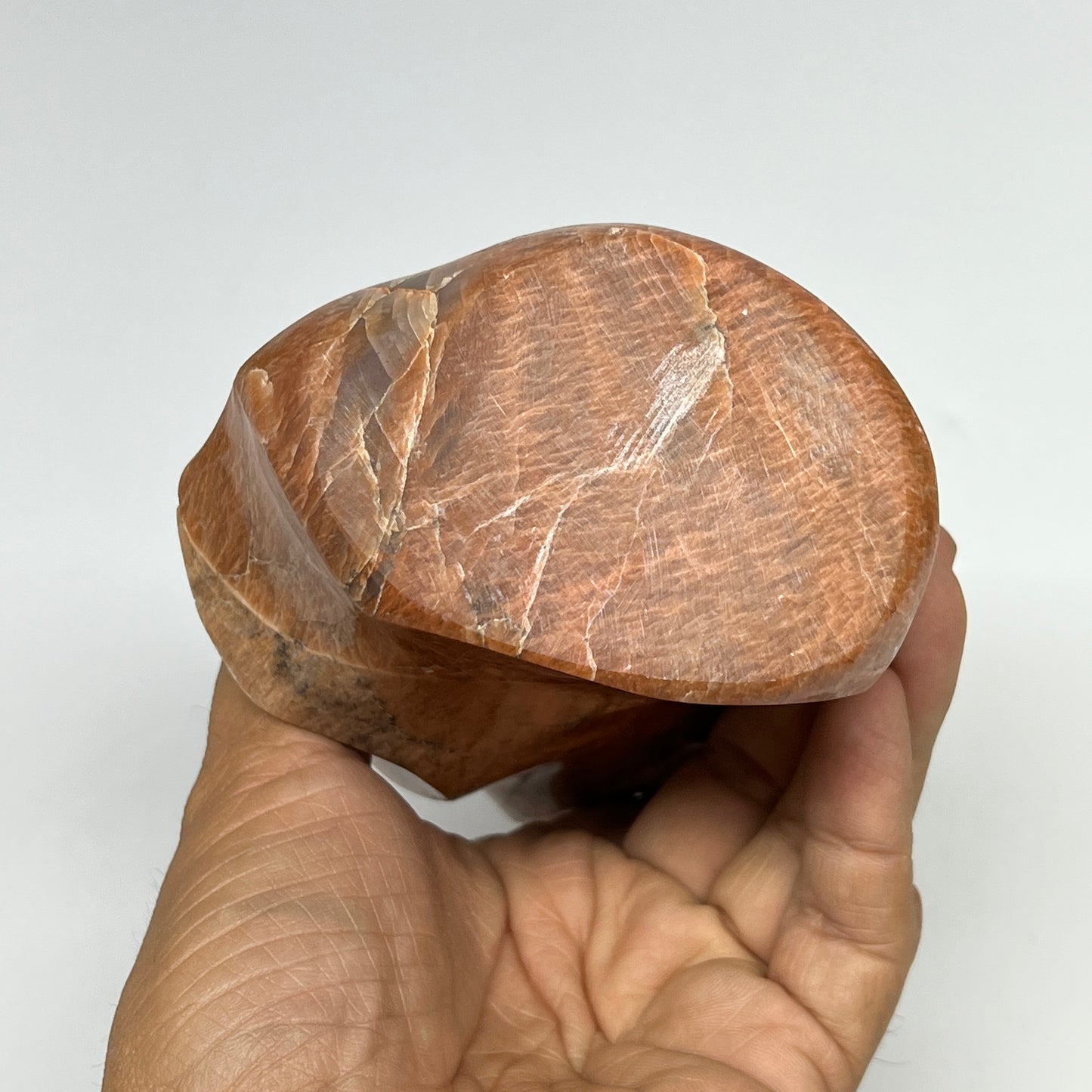 785g, 5.8"x3.5"x2.3", Natural Peach Moonstone Flame Gemstones Reiki Tool, B19574