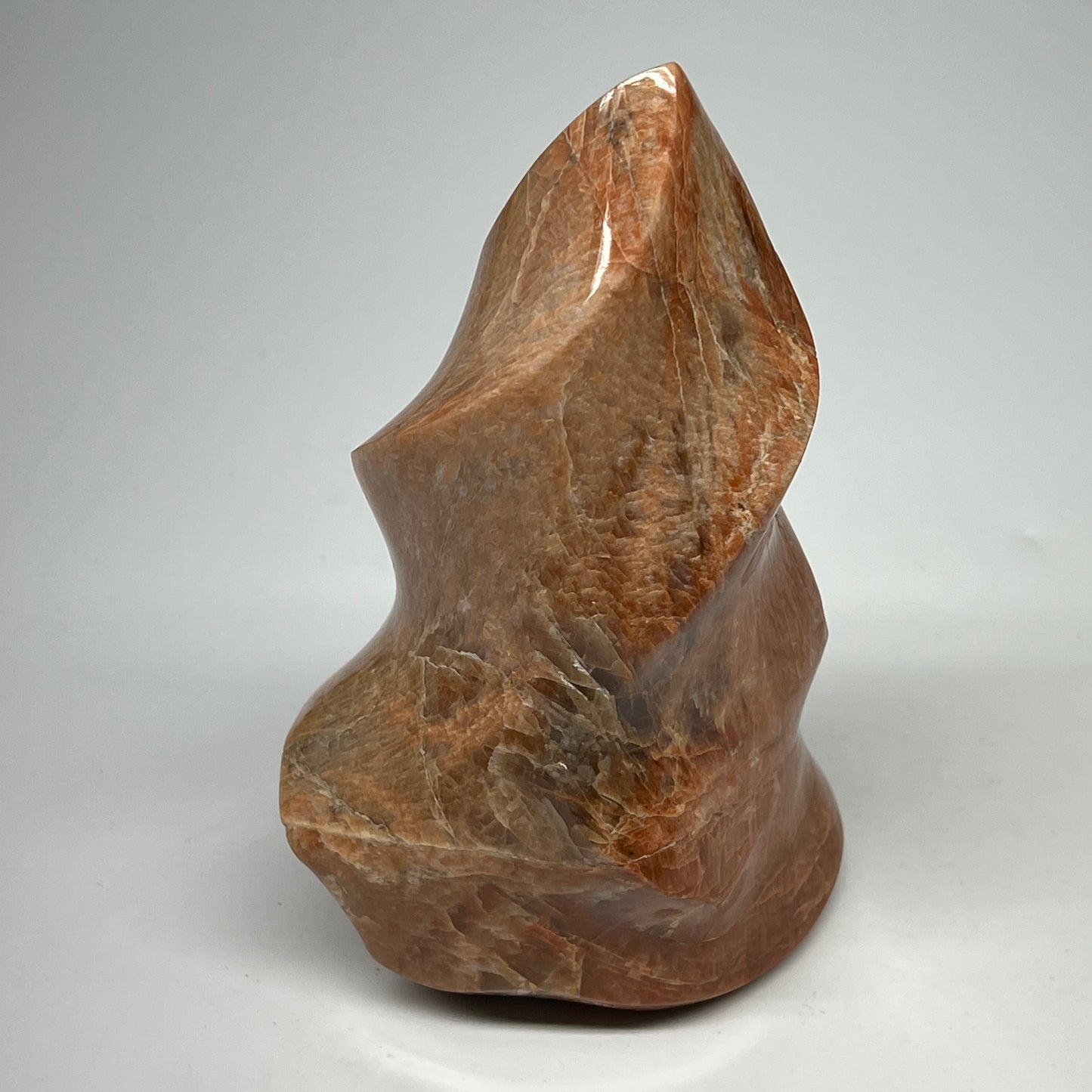 785g, 5.8"x3.5"x2.3", Natural Peach Moonstone Flame Gemstones Reiki Tool, B19574