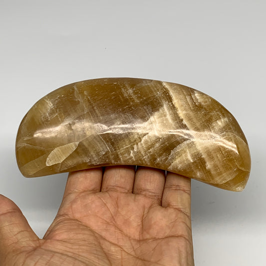 387.5g, 5.3"x2"x1.1" Honey Calcite Moon Crest Gemstone,Healing Crystal, B26976