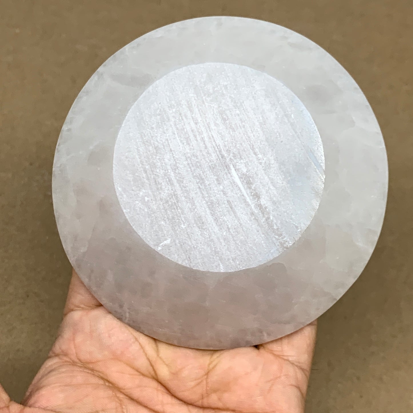 4pcs, 1178g, 3.9"-4" Natural Round Selenite Bowls Crystals from Morocco, B9204