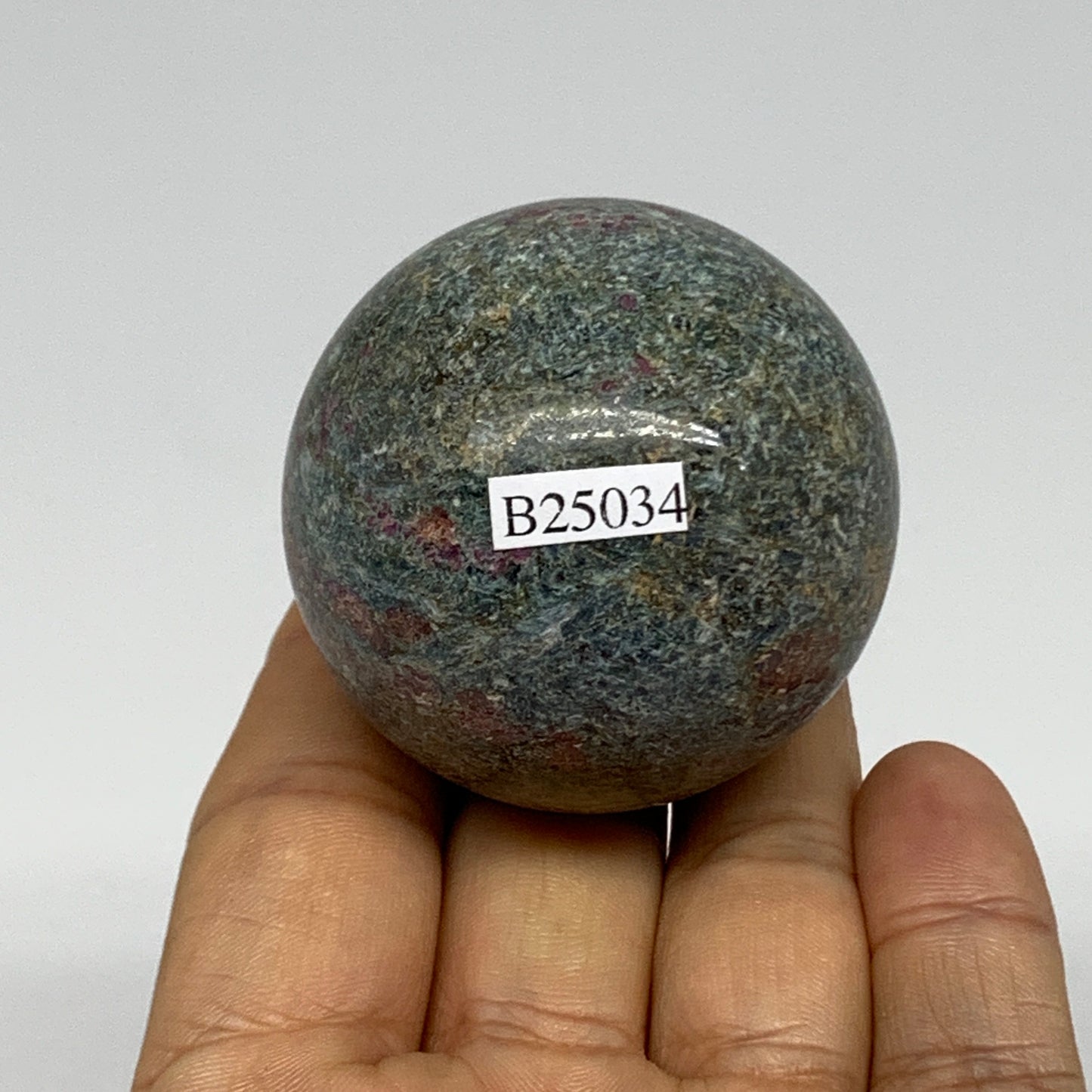 195.2g, 1.9"(47mm),Zoisite with Ruby Sphere Sphere Ball Crystal @India, B25034