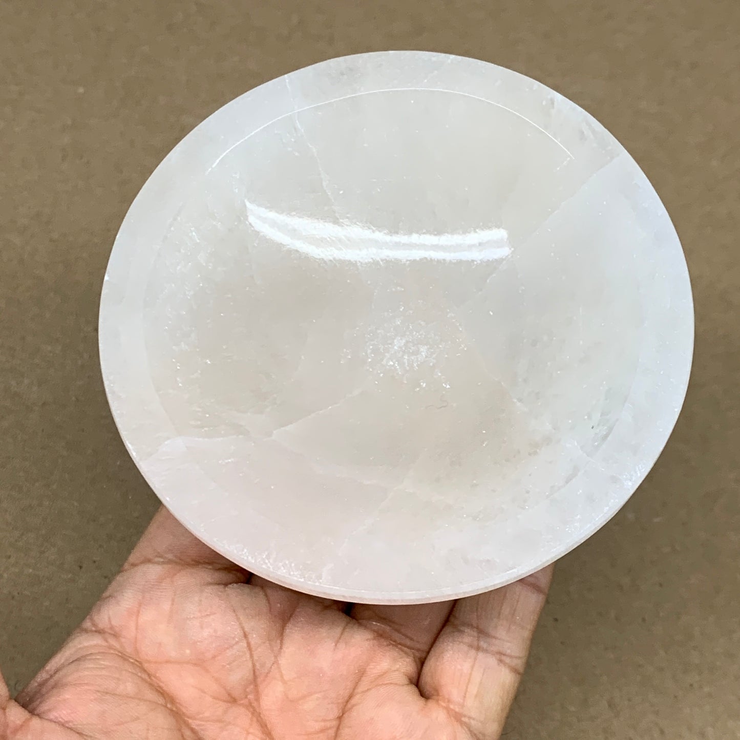 4pcs, 1178g, 3.9"-4" Natural Round Selenite Bowls Crystals from Morocco, B9204