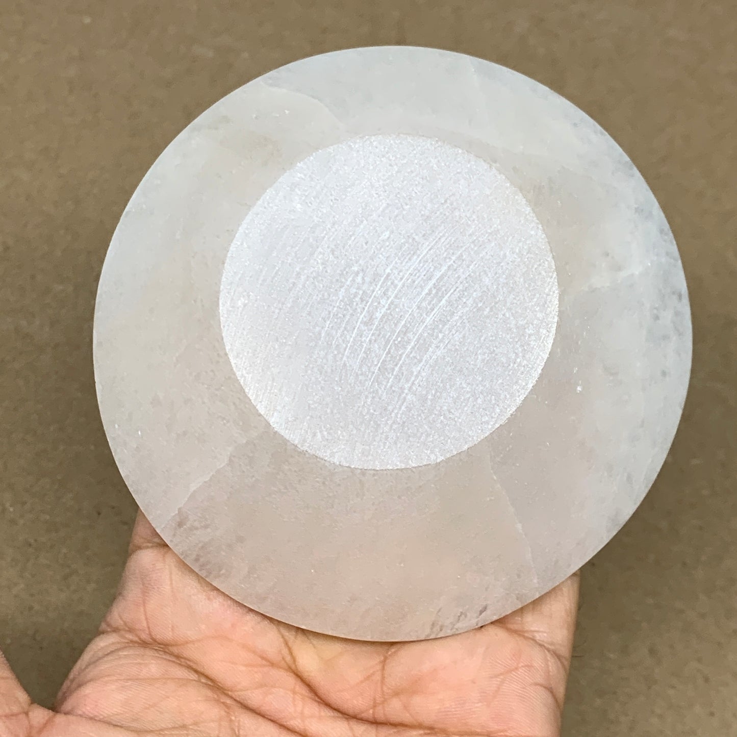 4pcs, 1178g, 3.9"-4" Natural Round Selenite Bowls Crystals from Morocco, B9204