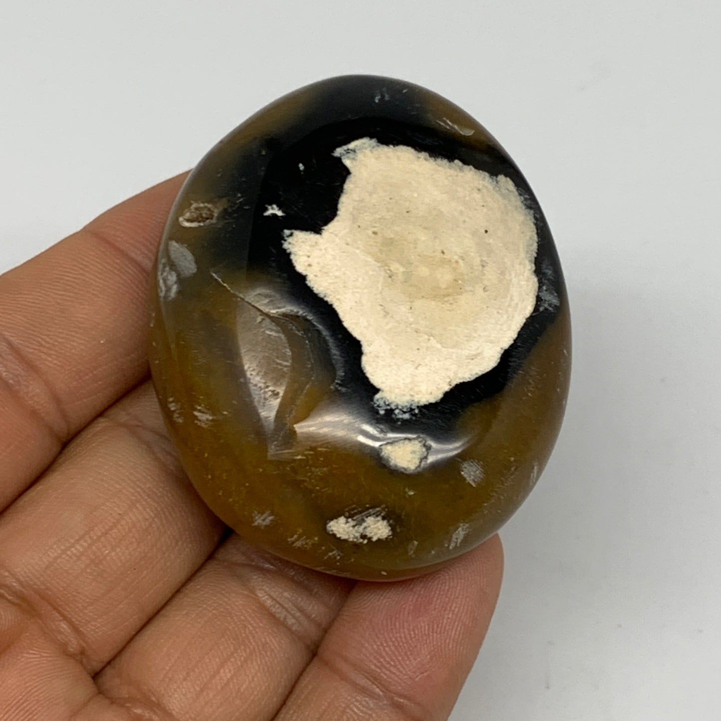 73.4g, 2.1"x1.7"x0.9", Yellow Ocean Jasper Palm-Stone @Madagascar, B18159