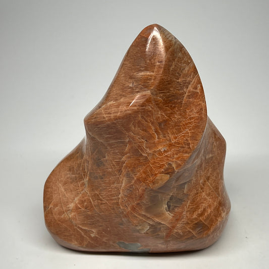 805g, 4.7"x3.9"x2.4", Natural Peach Moonstone Flame Gemstones Reiki Tool, B19575