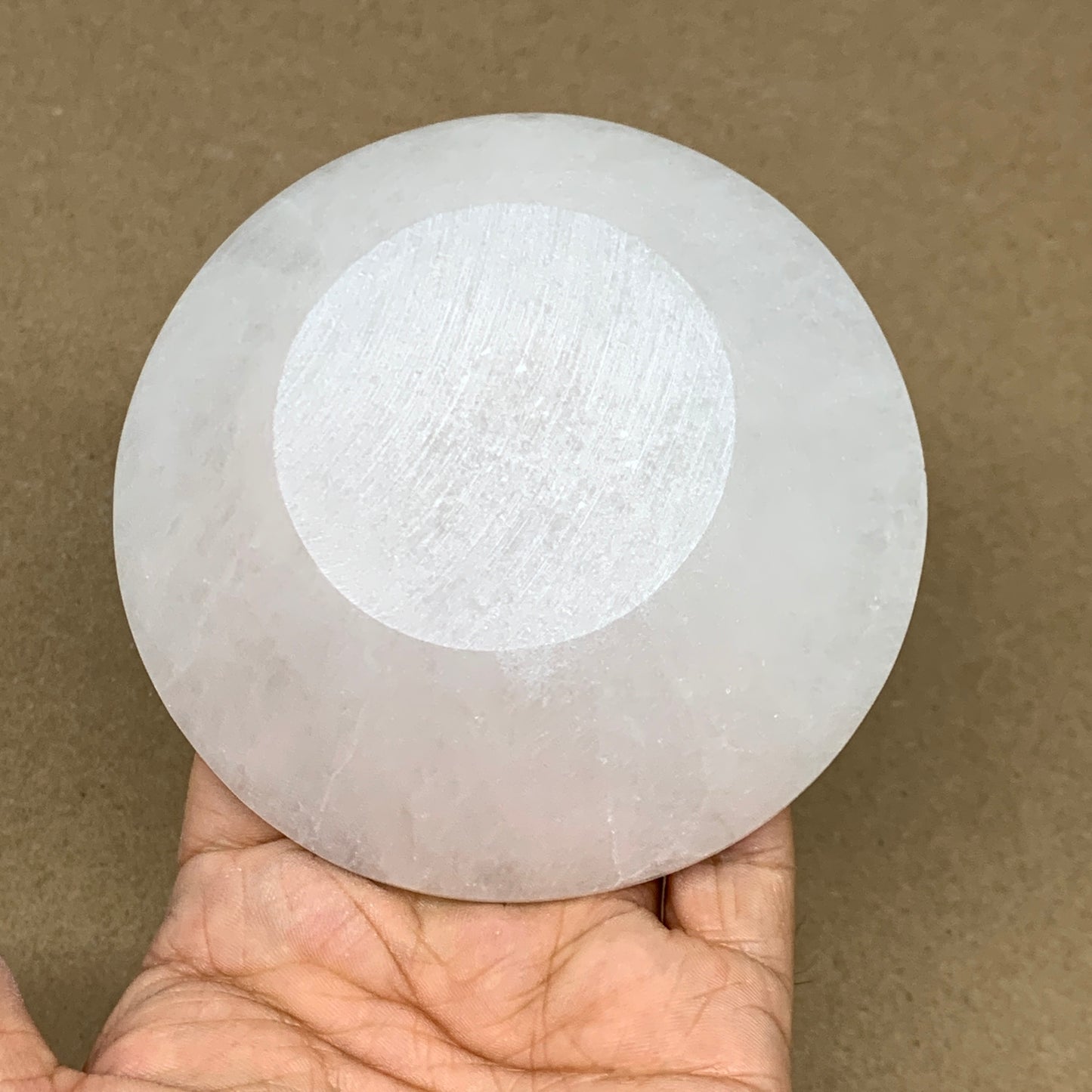 4pcs, 1178g, 3.9"-4" Natural Round Selenite Bowls Crystals from Morocco, B9204