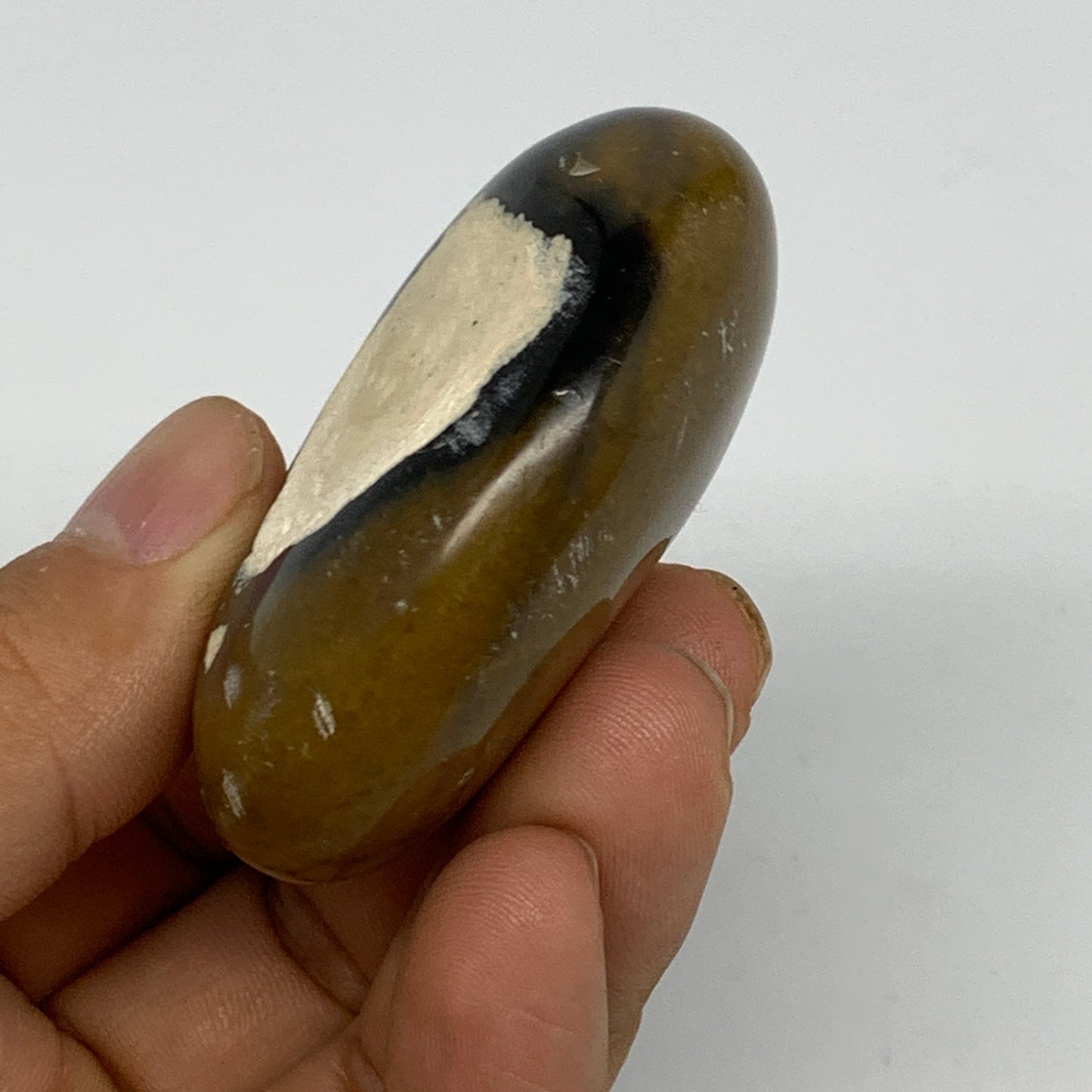 73.4g, 2.1"x1.7"x0.9", Yellow Ocean Jasper Palm-Stone @Madagascar, B18159