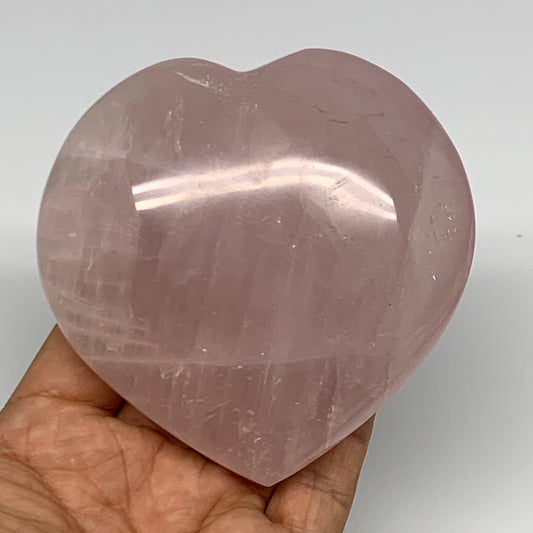 387.9g, 3.6" x 3.6" x 1.4" Rose Quartz Heart Healing Crystal @Madagascar, B17393
