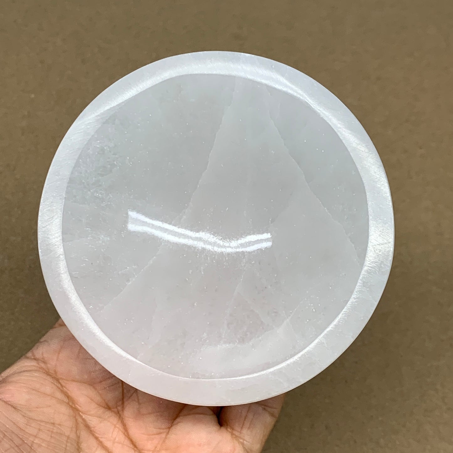 4pcs, 1178g, 3.9"-4" Natural Round Selenite Bowls Crystals from Morocco, B9204