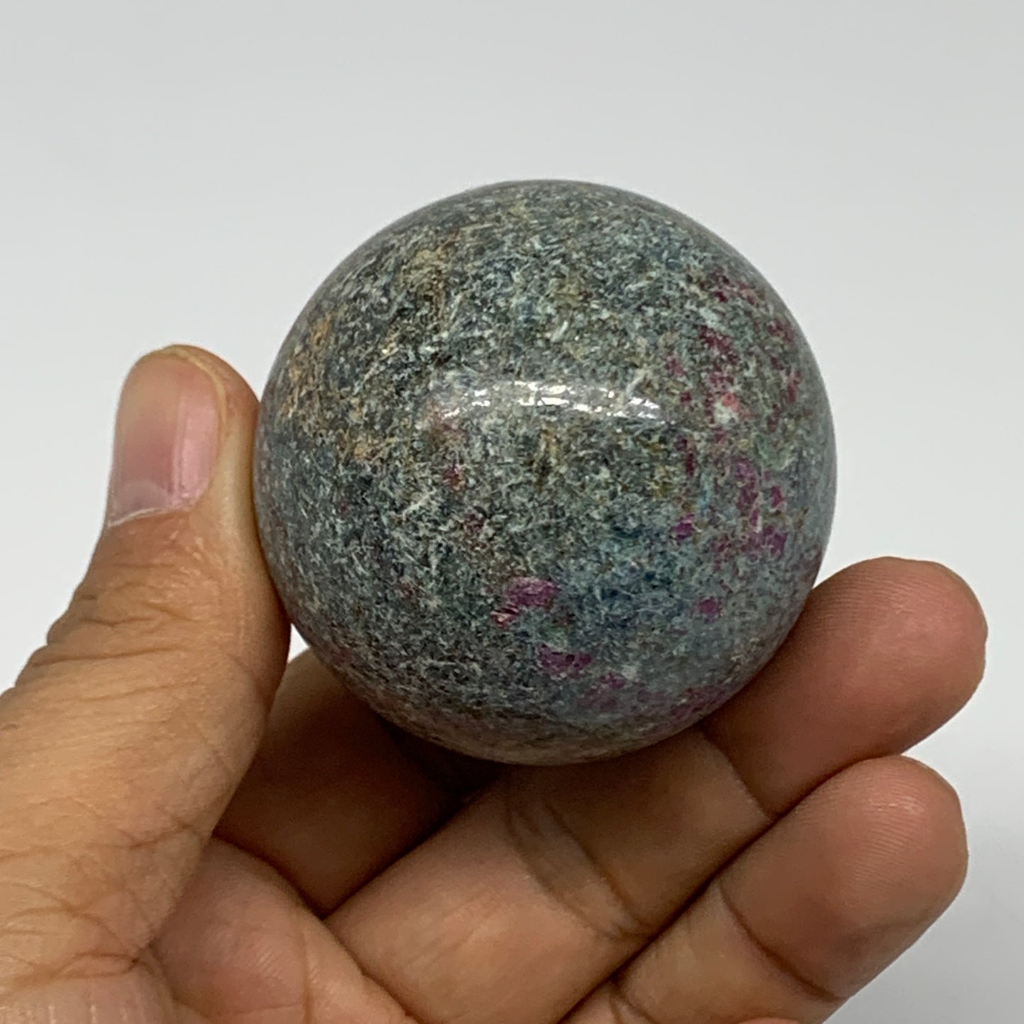 195.2g, 1.9"(47mm),Zoisite with Ruby Sphere Sphere Ball Crystal @India, B25034