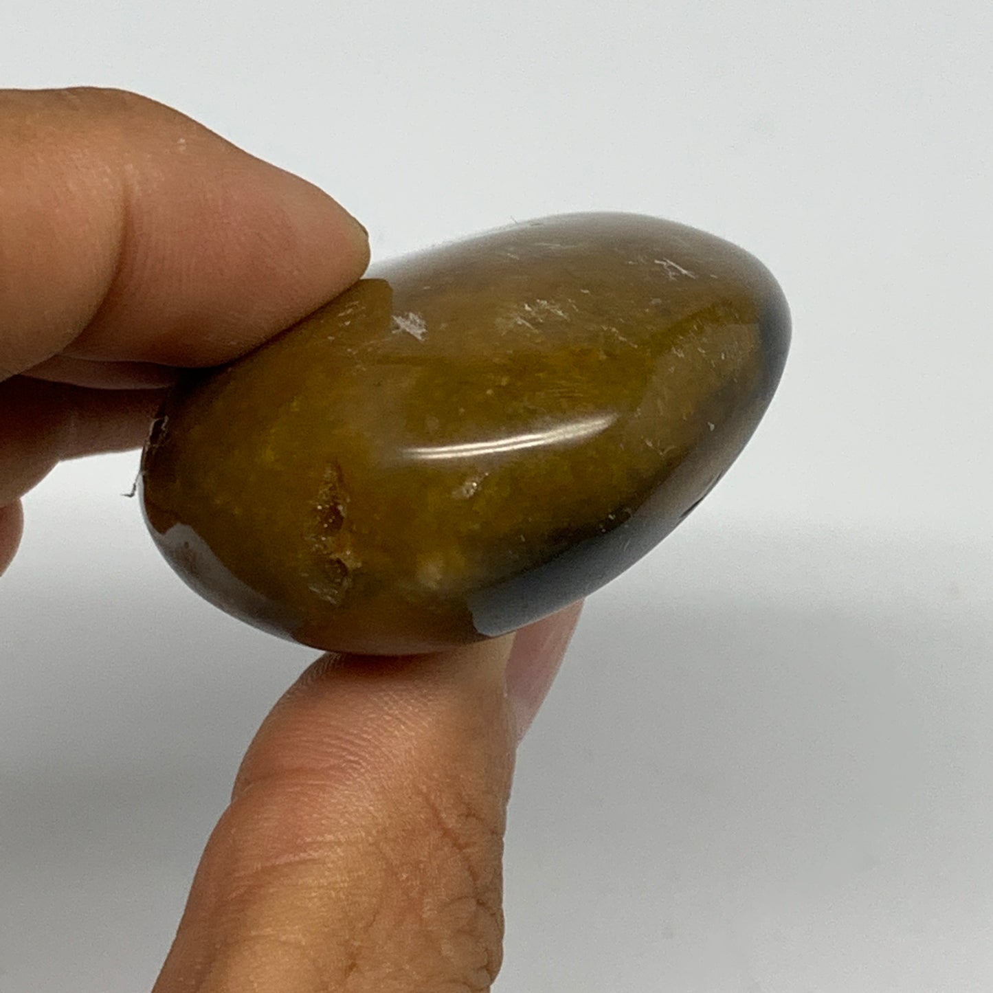 73.4g, 2.1"x1.7"x0.9", Yellow Ocean Jasper Palm-Stone @Madagascar, B18159