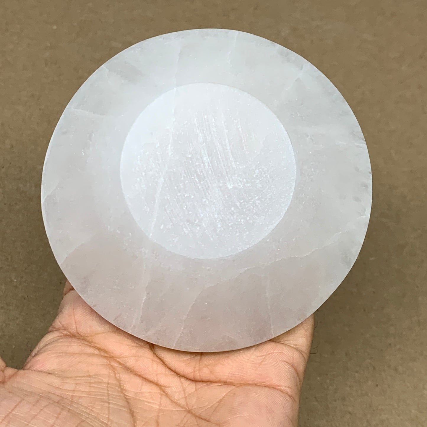 4pcs, 1178g, 3.9"-4" Natural Round Selenite Bowls Crystals from Morocco, B9204