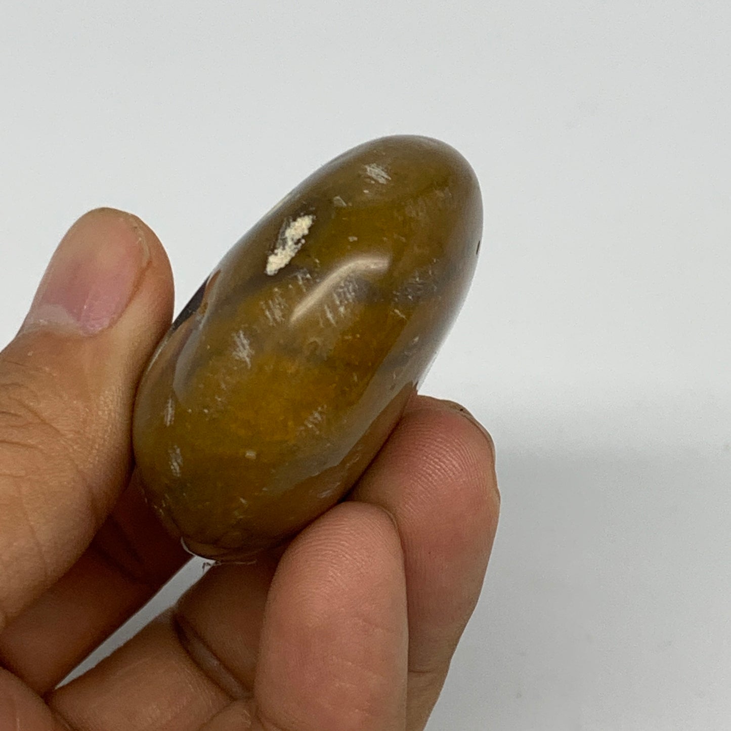 73.4g, 2.1"x1.7"x0.9", Yellow Ocean Jasper Palm-Stone @Madagascar, B18159