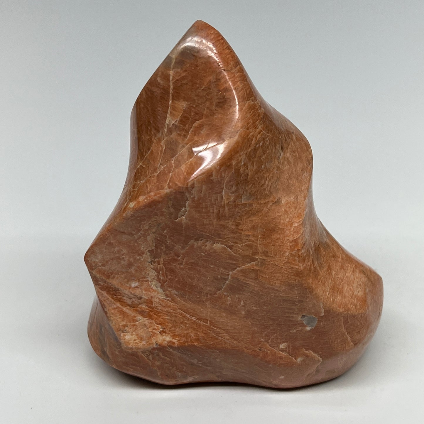 805g, 4.7"x3.9"x2.4", Natural Peach Moonstone Flame Gemstones Reiki Tool, B19575